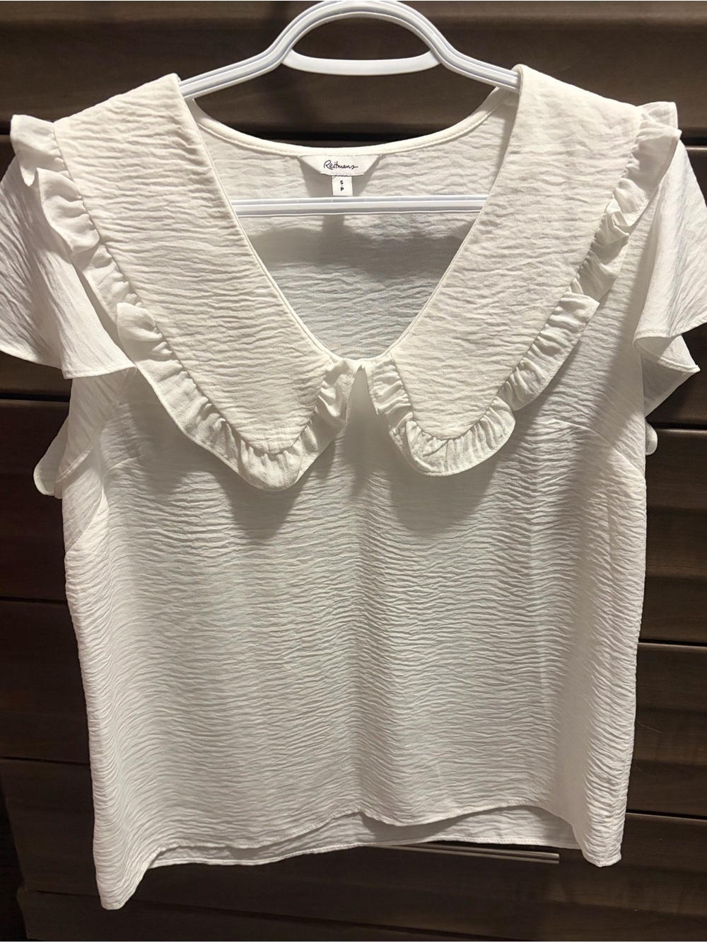 Ruffle Collar White Women’s Top